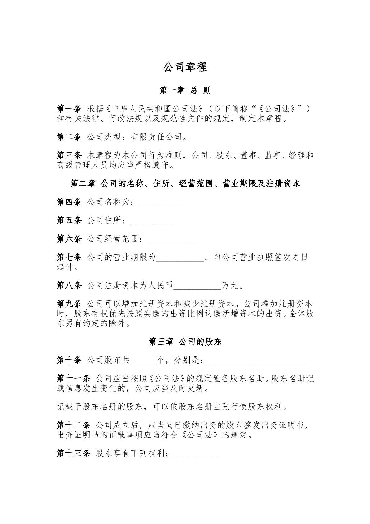 公司大致模版
