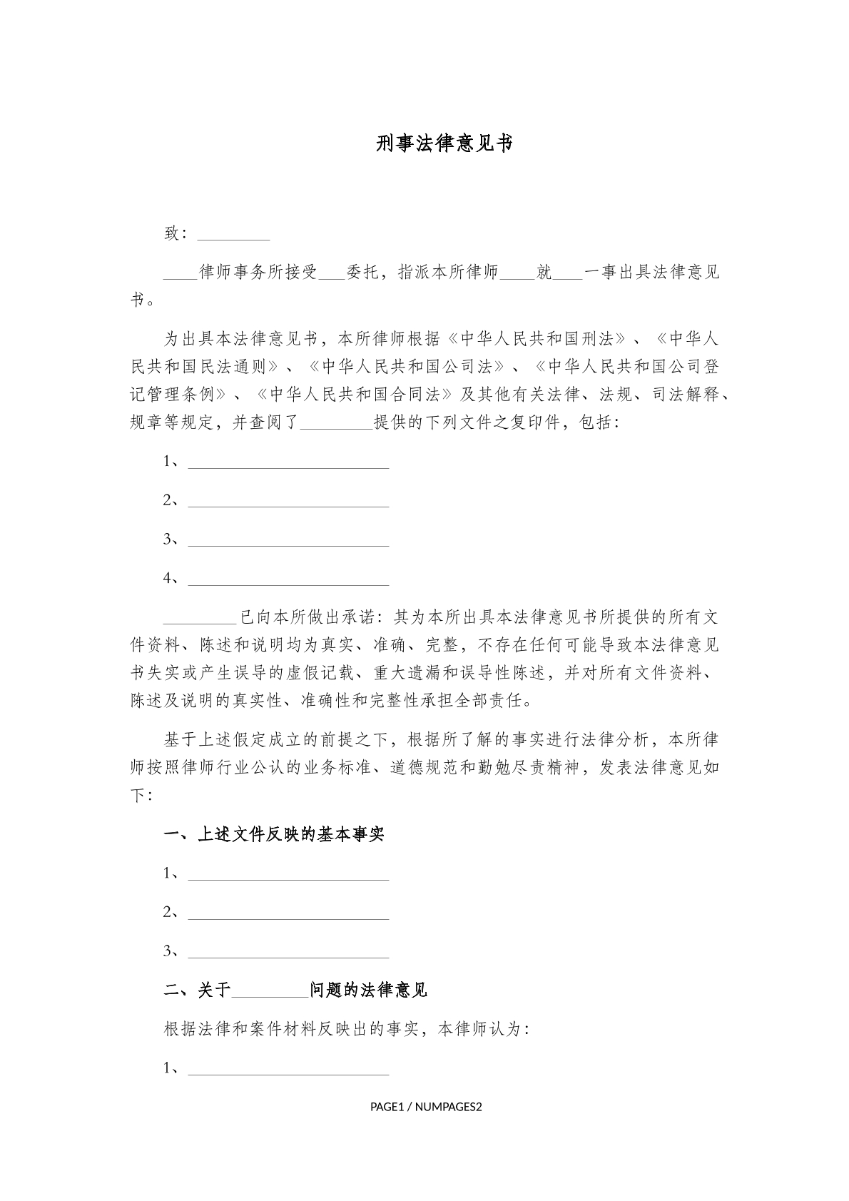刑事法律意见书2