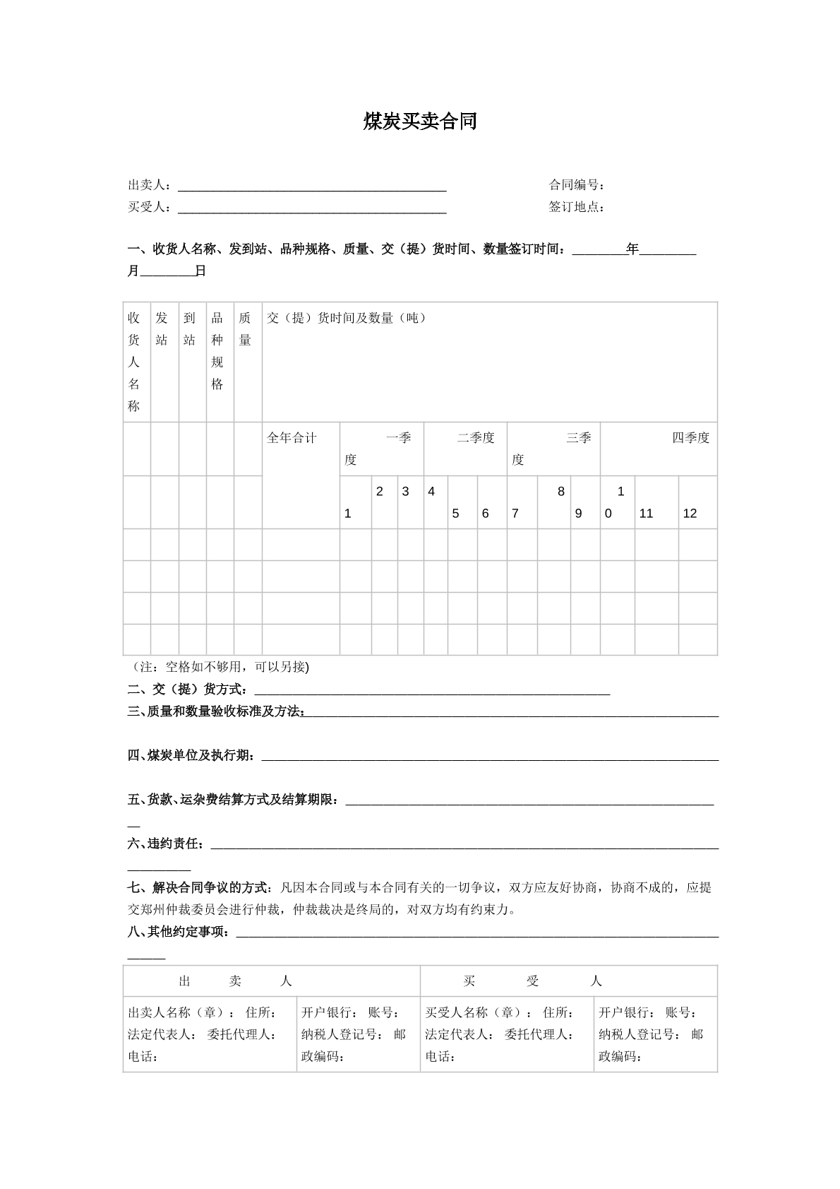 煤炭买卖协议