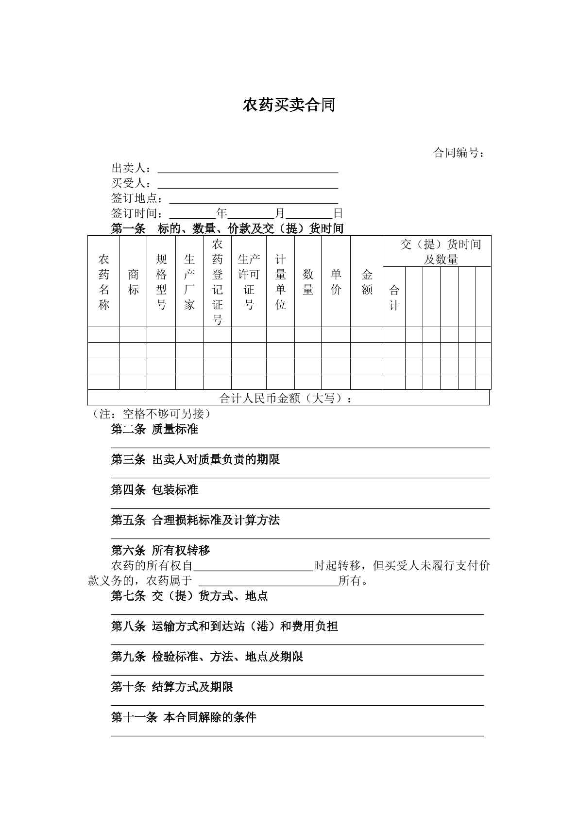 农药买卖合同