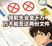 领取失业金千万不能签这两份文件，签字即丢数万失业金