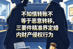 不知情转账不等于恶意转移,三要件精准界定婚内财产侵权行为